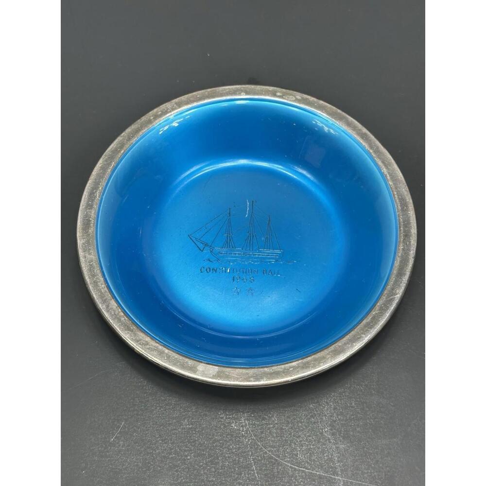Vintage The Constitution‎ Ball 1968 Reed & Barton PD24 Silverplate Blue Enamel